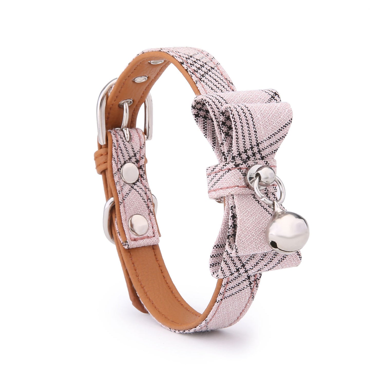 Collier pour chat à rayures diagonales avec grelot