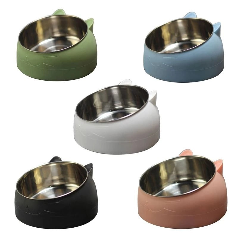 Gamelle ergonomique pour chat, bol incliné et surélevé anti fatigue cervicale
