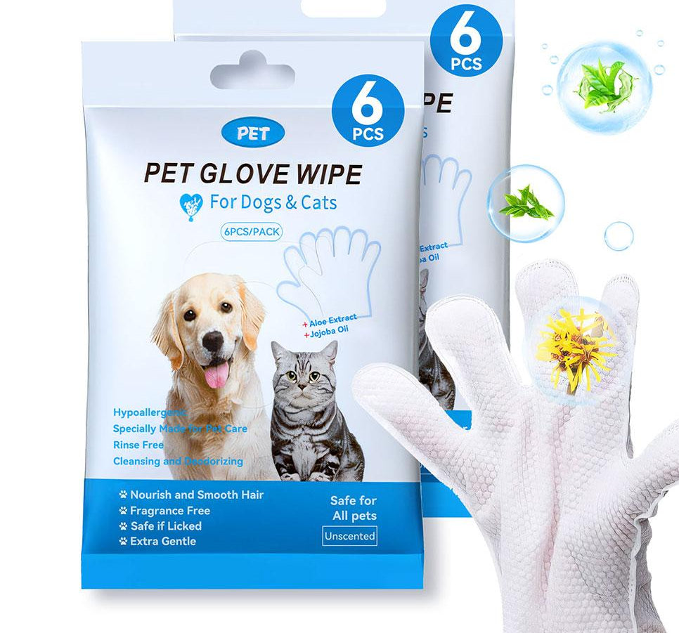 Kit hygiène féline : Brosse + Gants nettoyage à sec + Lingettes yeux