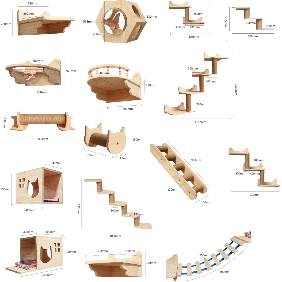 Mur d’Escalade Modulable pour Chat – Éléments en Bois à Composer