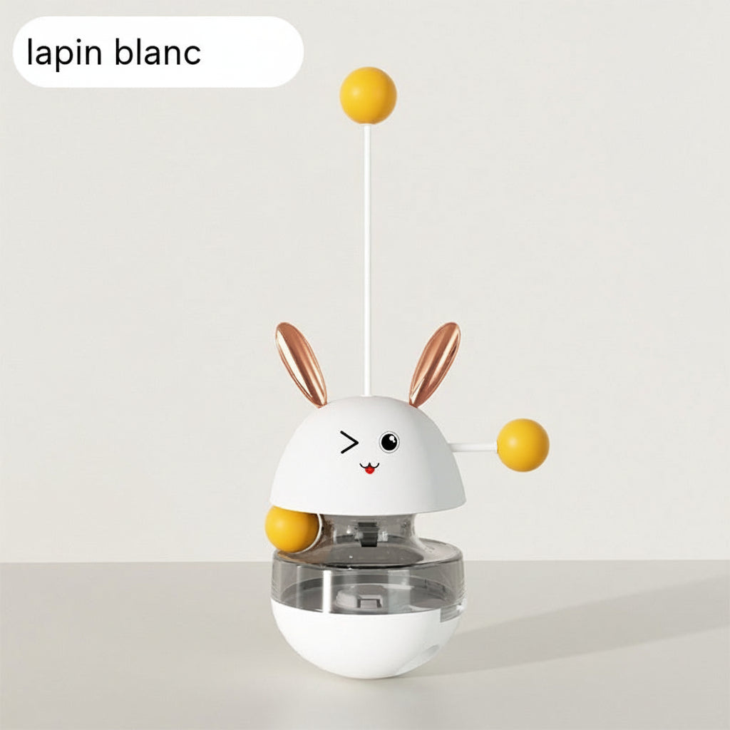 Jouet culbuto pour chat avec plateau tournant et distributeur de friandise