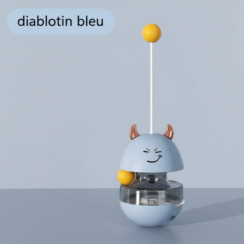 Jouet culbuto pour chat avec plateau tournant et distributeur de friandise