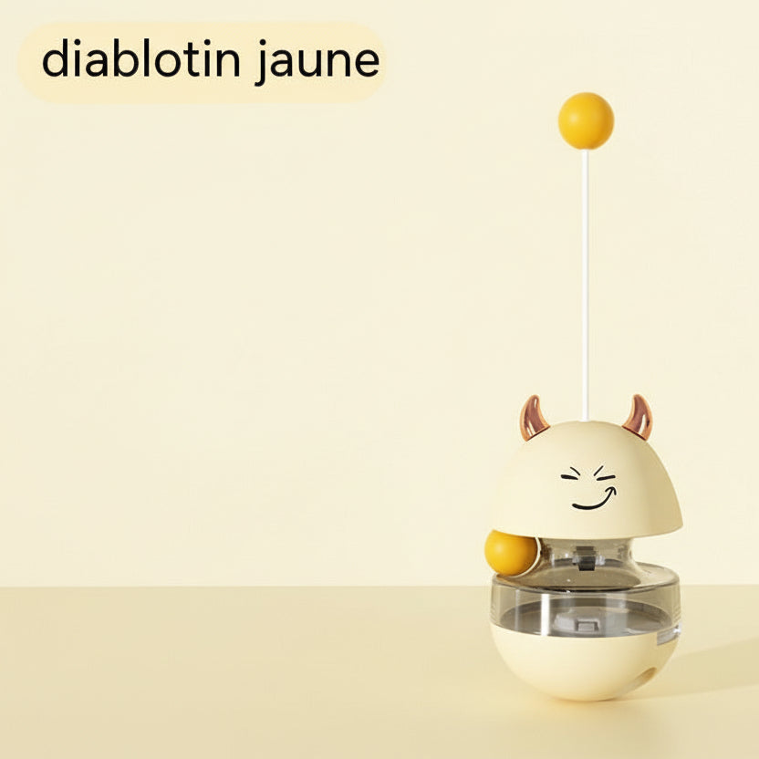 Jouet culbuto pour chat avec plateau tournant et distributeur de friandise