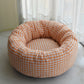 Panier pour chat chaud et douillet, motif vichy, déhoussable et lavable