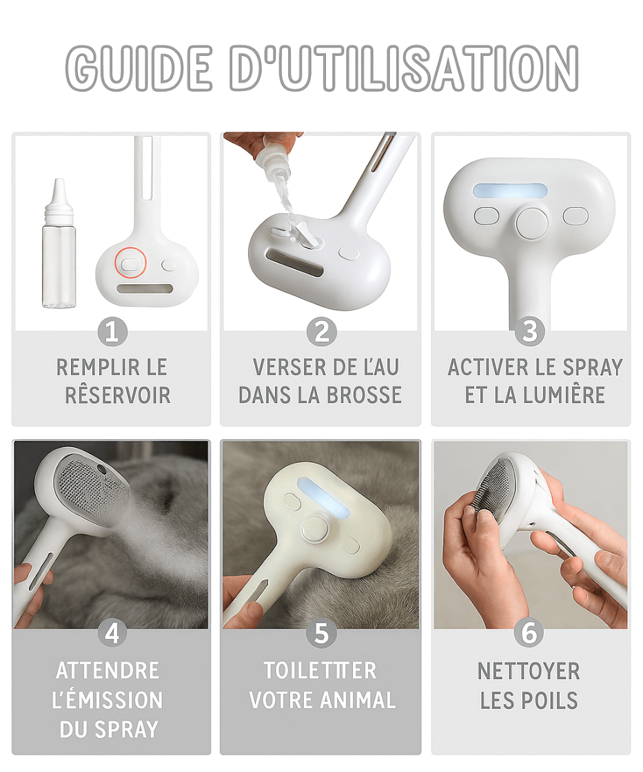 Brosse démêlante Atoutsteam™. La brosse vapeur pour chat exigeant