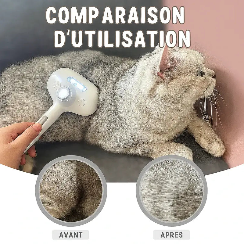 Brosse démêlante Atoutsteam™. La brosse vapeur pour chat exigeant