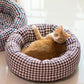 Panier pour chat chaud et douillet, motif vichy, déhoussable et lavable